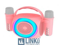 COOL ALTAVOZ BLUETOOTH UNIVERSAL MUSICA 6W MINI KARAOKE PARTY + 2 MICROFONOS ROSA