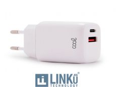 COOL CARGADOR RED UNIVERSAL FAST CHARGER (PD) DUAL TIPO-C / USB (20W) BLANCO