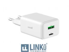 COOL CARGADOR RED UNIVERSAL ULTRA FAST DUAL (PD) TIPO-C + USB (45W) GAN BLANCO