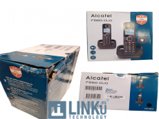 CAJA UN POCO ROTA Y ARRUGADA ALCATEL TELEFONO DEC F860 DUO NEGRO