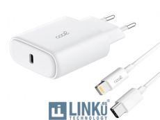 COOL CARGADOR RED UNIVERSAL FAST ADAPT. (PD) TIPO-C (25W) BLANCO + CABLE TIPO-C A LIGHTNING