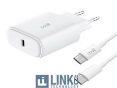COOL CARGADOR RED UNIVERSAL FAST ADAPT. (PD) TIPO-C (25W) BLANCO + CABLE TIPO-C A TIPO-C
